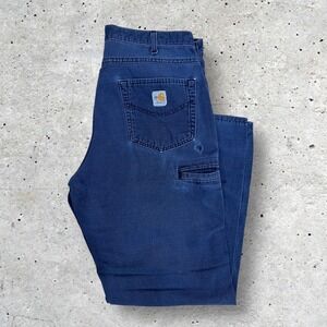VTG Carhartt FR Work Pants Navy Blue 35x31 Flame Resistant CAT 2